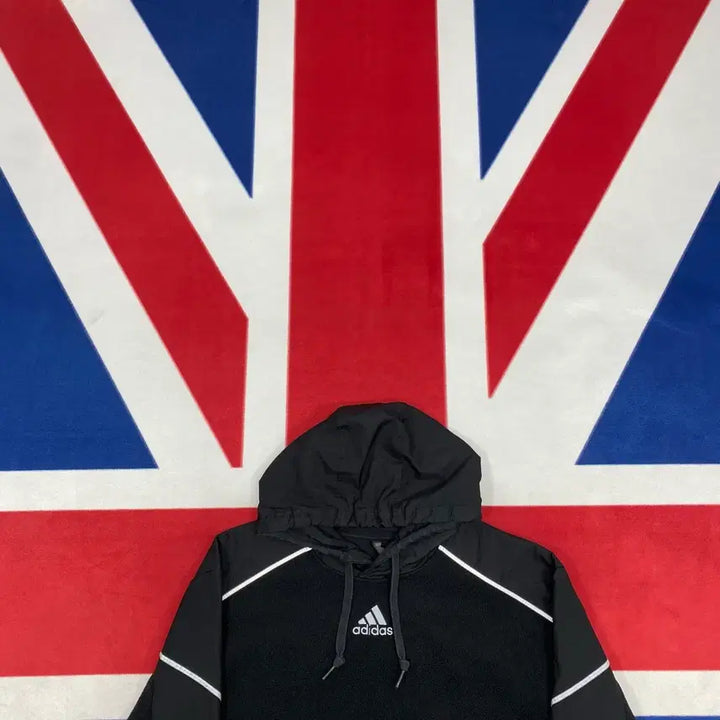 [BUNJANG] Adidas Nylon Fleece Hooded Jacket / 아디다스 나일론배색 플리스 후드티 L