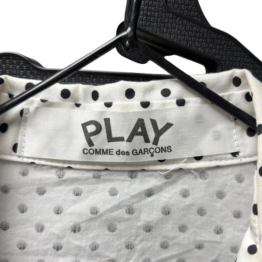[BUNJANG] Comme des Garcons White Dot Heart Patch Long Sleeve Shirt / 3835 꼼데가르송 화이트 도트 하트패치 긴팔셔츠