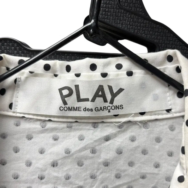 [BUNJANG] Comme des Garcons White Dot Heart Patch Long Sleeve Shirt / 3835 꼼데가르송 화이트 도트 하트패치 긴팔셔츠