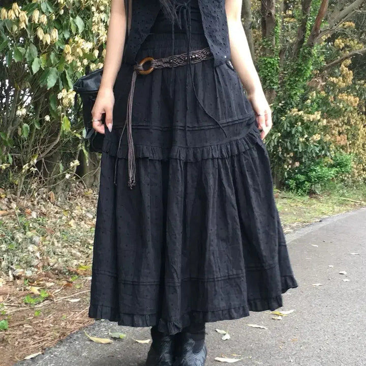 [BUNJANG] Lace Frill Long Skirt / 레이스 프릴 롱 스커트