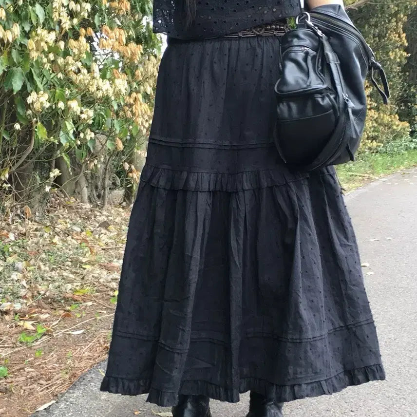 [BUNJANG] Lace Frill Long Skirt / 레이스 프릴 롱 스커트