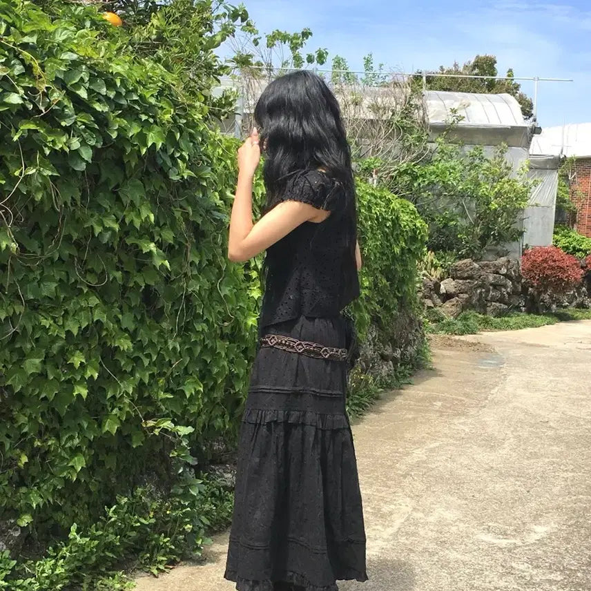[BUNJANG] Lace Frill Long Skirt / 레이스 프릴 롱 스커트