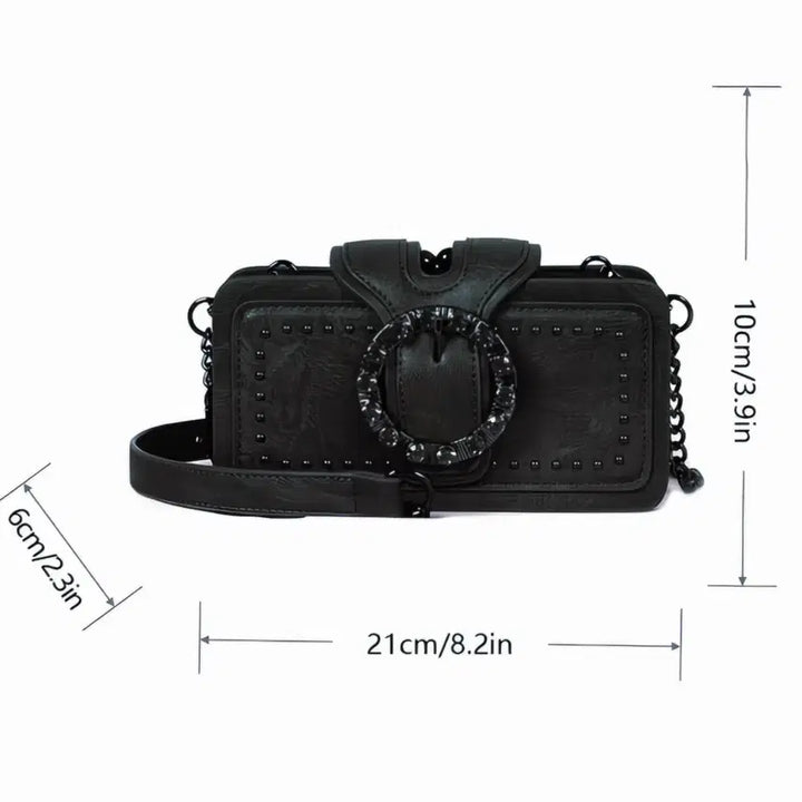 [BUNJANG] Black Crystal Buckle Leather Bag / 새상품 블랙 크리스탈버클 레더백