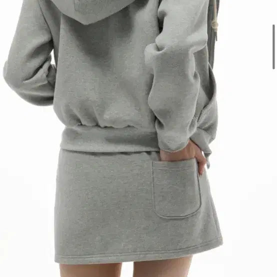 [BUNJANG] Ponyz Gray Mini Skirt / 포니즈 퍼후드집업+그레이 스커트 속바지내장 세트판매