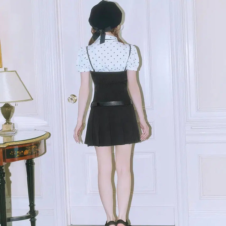 [BUNJANG] Michel Macaron Monogram Pleated Dress / 미셸마카롱 모노그램 셔츠 플리츠 원피스