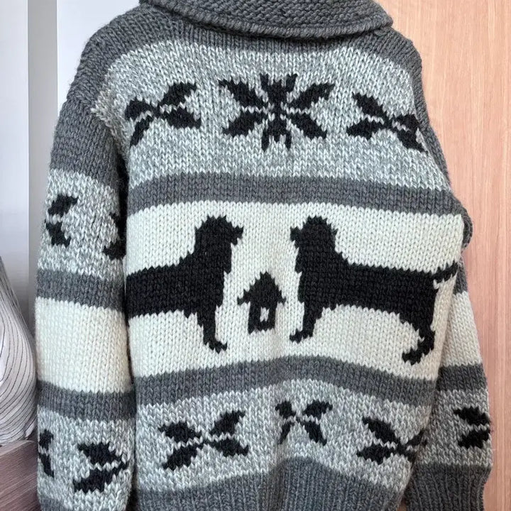 [BUNJANG] First Down Retriever Cowichan Zip-Up Sweater / 빈티지 대장템 퍼스트다운 리트리버 눈꽃 코위찬 집업