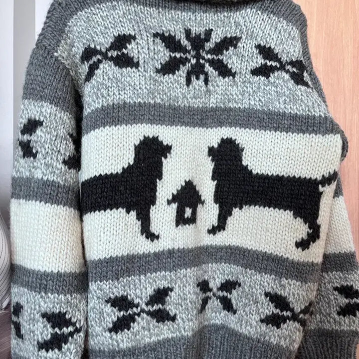 [BUNJANG] First Down Retriever Cowichan Zip-Up Sweater / 빈티지 대장템 퍼스트다운 리트리버 눈꽃 코위찬 집업
