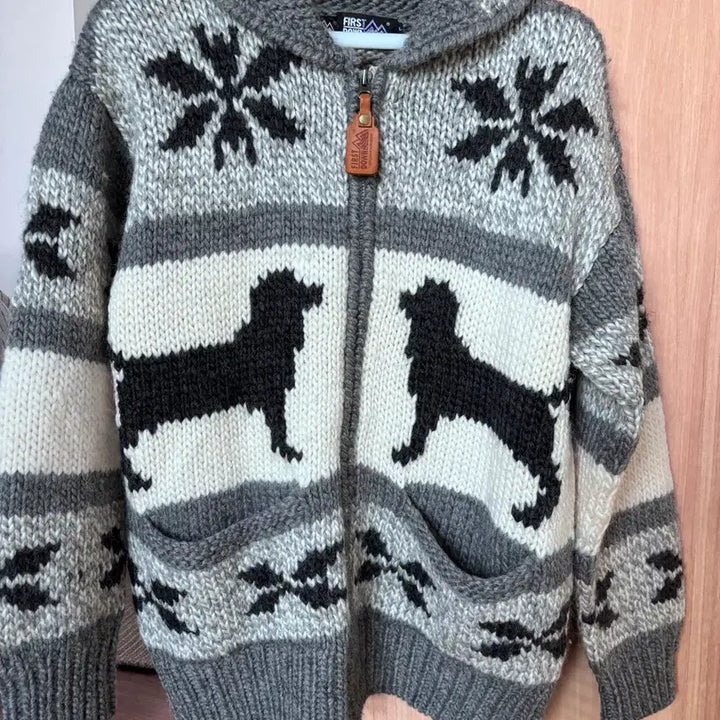 [BUNJANG] First Down Retriever Cowichan Zip-Up Sweater / 빈티지 대장템 퍼스트다운 리트리버 눈꽃 코위찬 집업