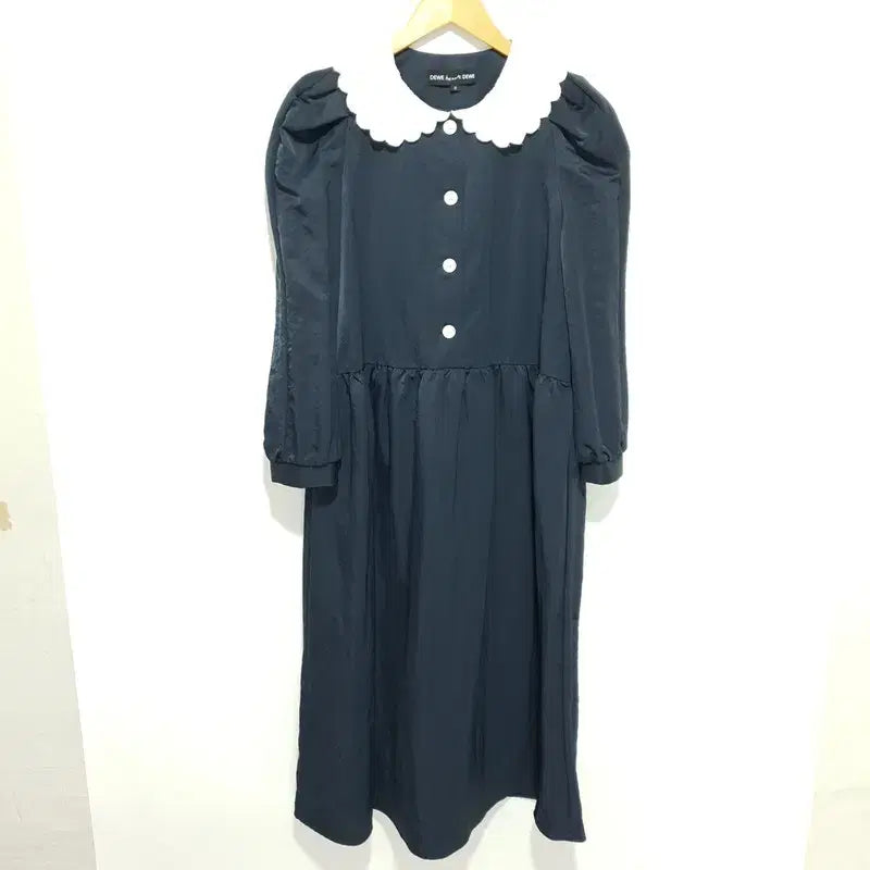[BUNJANG] Dew E Dew E Wave Collar Dress M0492 / 듀이듀이 웨이브 카라 드레스 S_M0492