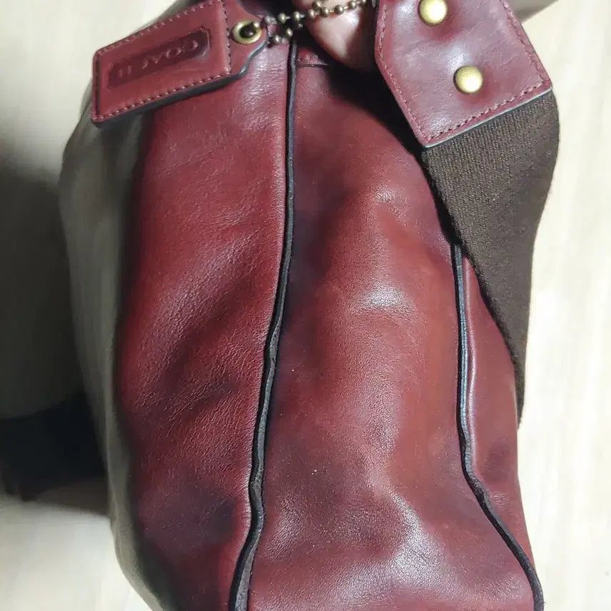 [BUNJANG] Coach Mail Bag M / 소가죽 메일백 코치 버건디 백  L