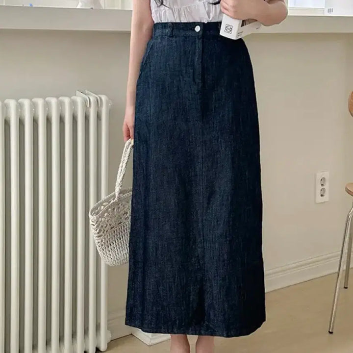 [BUNJANG] Unbranded Raw Denim Long Skirt / 생지 롱스커트