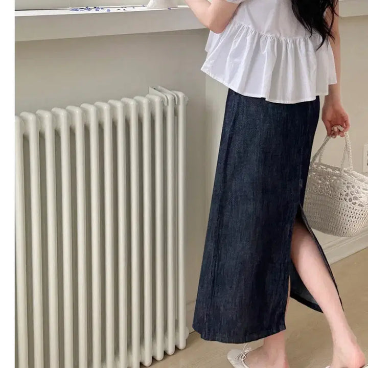 [BUNJANG] Unbranded Raw Denim Long Skirt / 생지 롱스커트