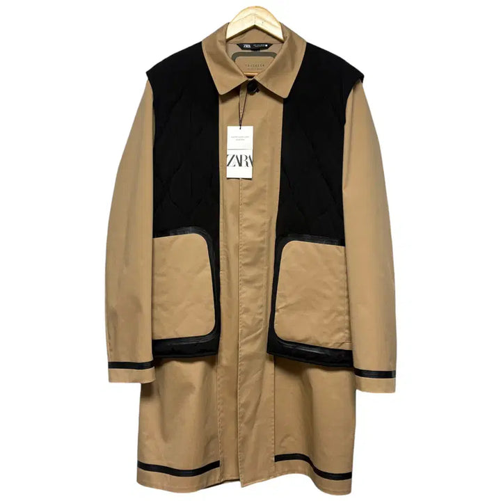 [BUNJANG] ZARA Brown Quilted Vest Layered Trench Coat Jacket / 3841 자라 브라운 트렌치 퀄팅조끼 레이어드 코트 자켓 새상품