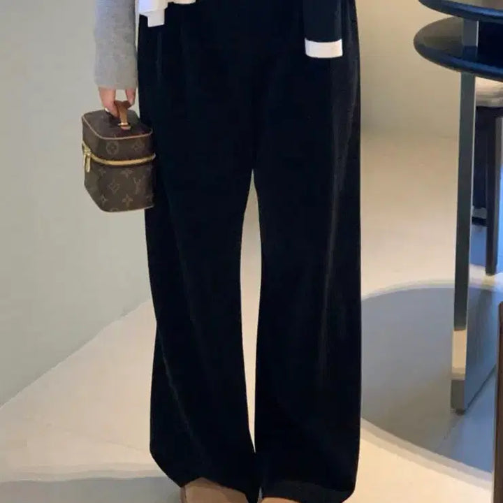 [BUNJANG] Ourlis Rosy Ribbed Wide Pants / 아워리스 Ourlis made 로지 리브드 와이드 팬츠