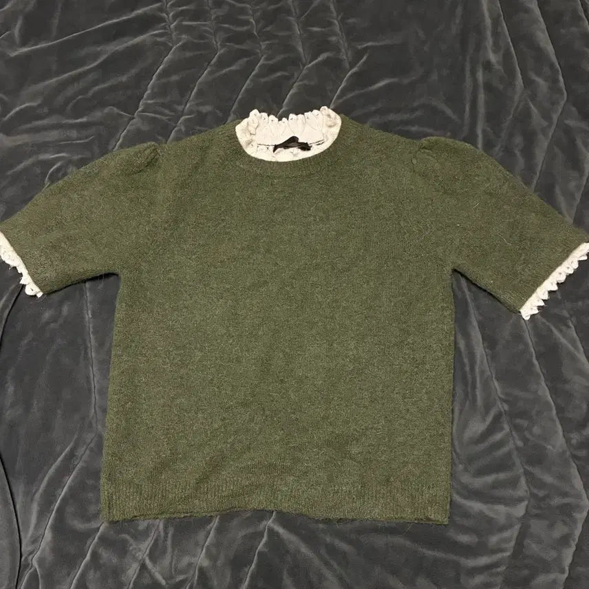 [BUNJANG] ZARA Lace Detail Knit Top / 자라 반팔 니트