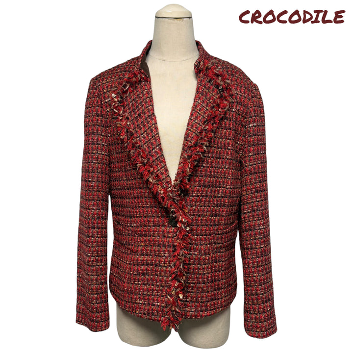 [BUNJANG] Crocodile Red Long Sleeve Tweed Jacket / 3845 크로커다일 레드 긴팔 트위드자켓