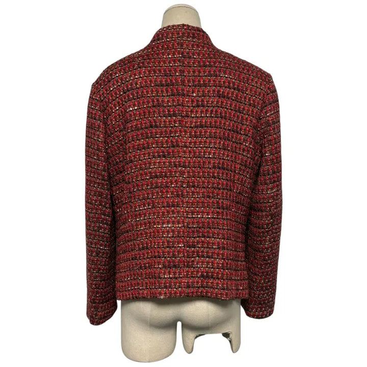 [BUNJANG] Crocodile Red Long Sleeve Tweed Jacket / 3845 크로커다일 레드 긴팔 트위드자켓
