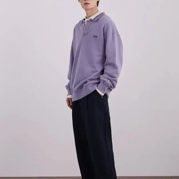 [BUNJANG] Covernat Knit Collar Sweatshirt Lavender / [새상품] L) 커버낫 니트 카라 맨투맨 라벤더