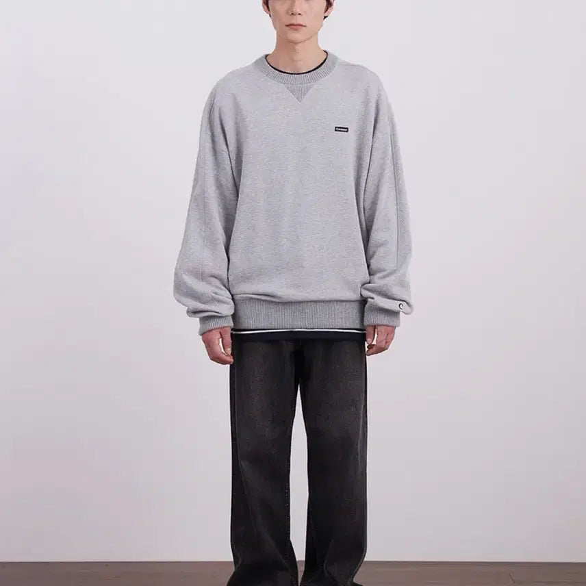 [BUNJANG] Covernat Overfit Knit Rib Sweatshirt Melange Gray / [새상품] M) 커버낫 오버핏 니트 립 맨투맨 멜란지 그레이