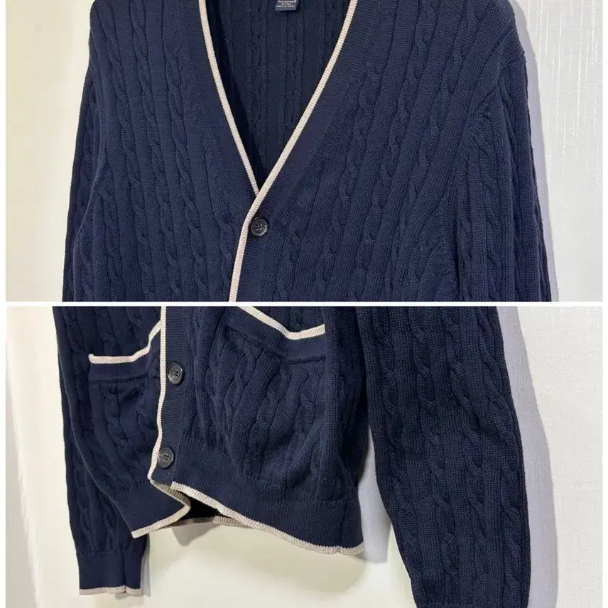 [BUNJANG] Brooks Brothers Cable Knit Cardigan - Navy / 브룩스브라더스 꽈배기 가디건 M (100)/네이비