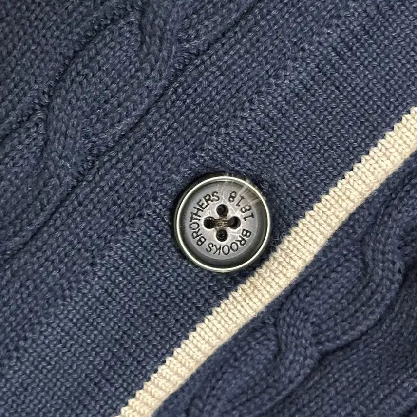 [BUNJANG] Brooks Brothers Cable Knit Cardigan - Navy / 브룩스브라더스 꽈배기 가디건 M (100)/네이비