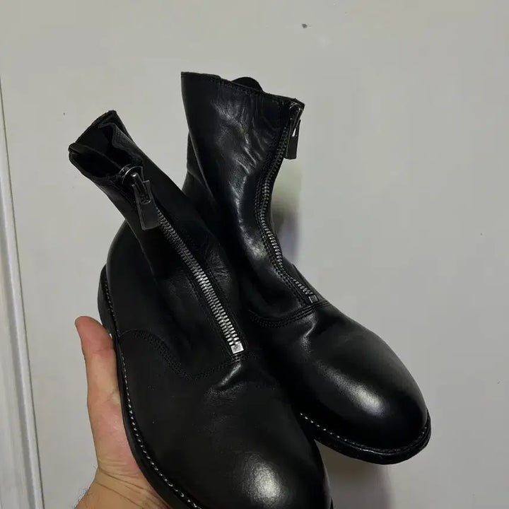 [BUNJANG] Black Leather Ankle Boots / 블랙 가죽 앵클 부츠 43