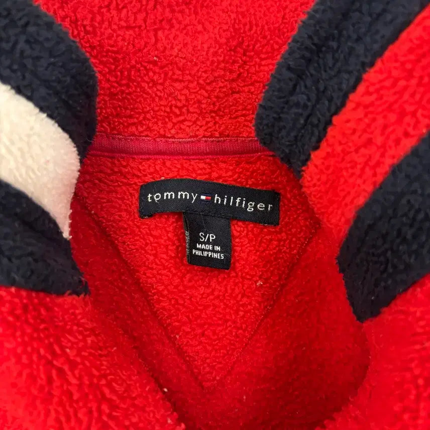 [BUNJANG] Tommy Hilfiger Red Fleece Half-Zip Sweatshirt / 타미힐피거 레드 플리스 하프집업 맨투맨