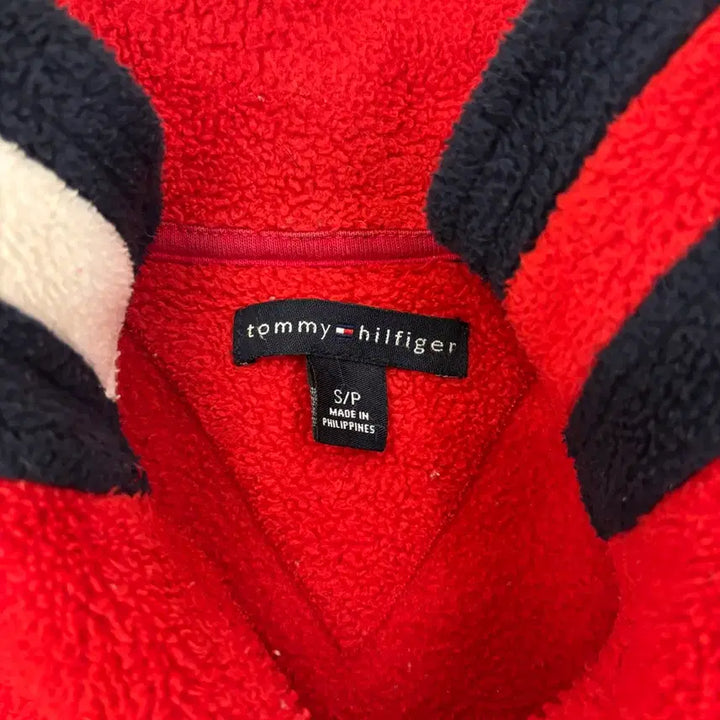 [BUNJANG] Tommy Hilfiger Red Fleece Half-Zip Sweatshirt / 타미힐피거 레드 플리스 하프집업 맨투맨