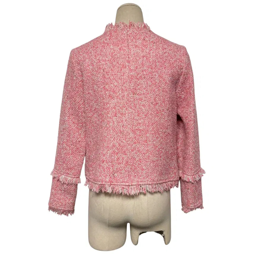 [BUNJANG] Pink Long Sleeve Tweed Jacket / 3849 핑크 긴팔 트위드자켓