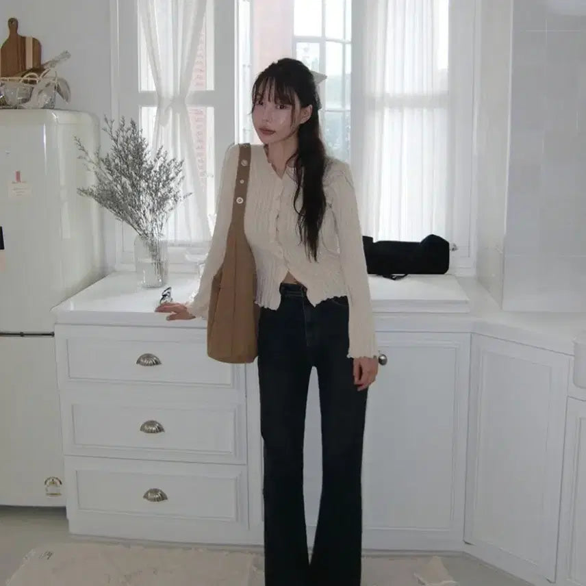 [BUNJANG] Moco Bling High-Waist Washed Slim Bootcut Pants / 모코블링 하이웨스트 워싱 슬림 부츠컷 M사이즈