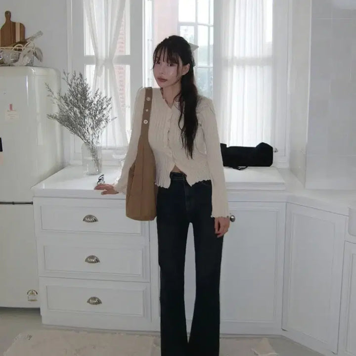[BUNJANG] Moco Bling High-Waist Washed Slim Bootcut Pants / 모코블링 하이웨스트 워싱 슬림 부츠컷 M사이즈