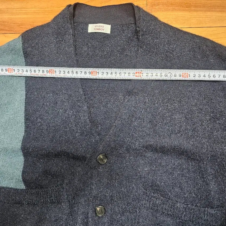 [BUNJANG] Studio Tomboy Color Block Cardigan Navy / 스튜디오 톰보이 컬러블럭 가디건 네이비