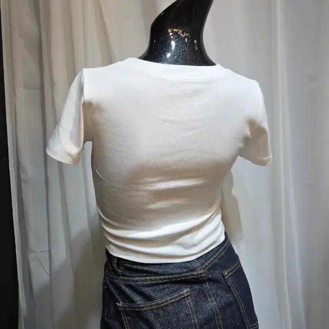 [BUNJANG] White Crop Short Sleeve T-shirt / 쇼트 화이트 반팔
