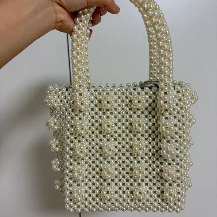 [BUNJANG] Pearl Bead Mini Tote Bag / 진주 비즈 미니 토트백
