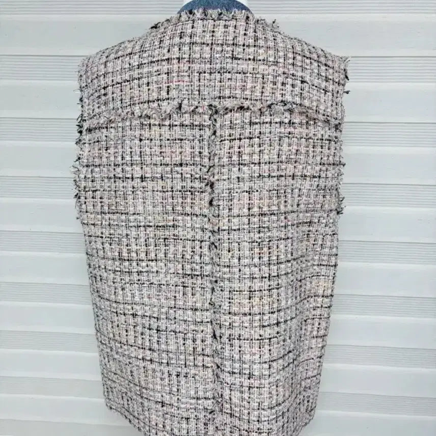 [BUNJANG] GGPX Pink Tweed Denim Vest / GGPX 핑크 트위드 데님 포인트 베스트 조끼 55~66