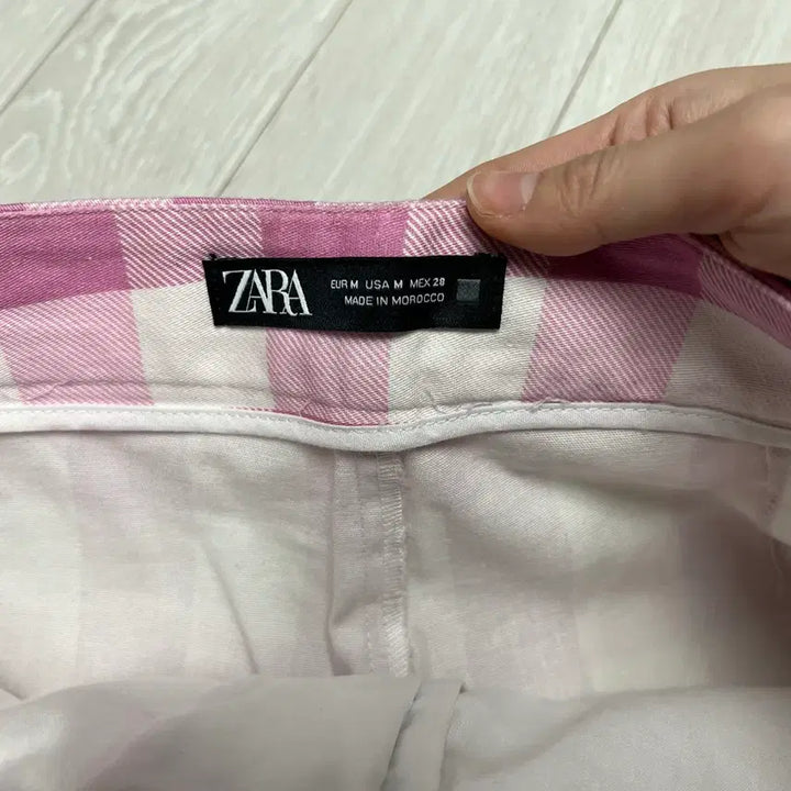 [BUNJANG] ZARA Pink Checkerboard Shorts M / 자라 핑크 체커보드 반바지 쇼츠 M