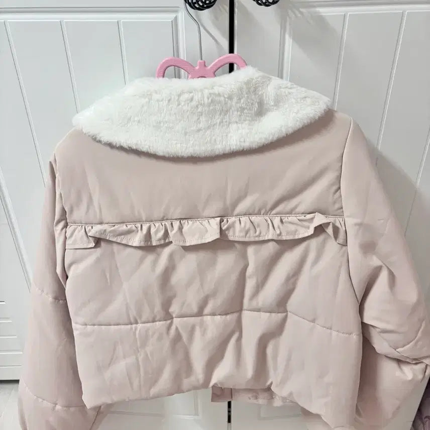 [BUNJANG] Honey Cinnamon Pink Cropped Fur Padded Jacket / 허니시나몬 자켓 리본 양산형 지뢰계 양지뢰 퍼 패딩