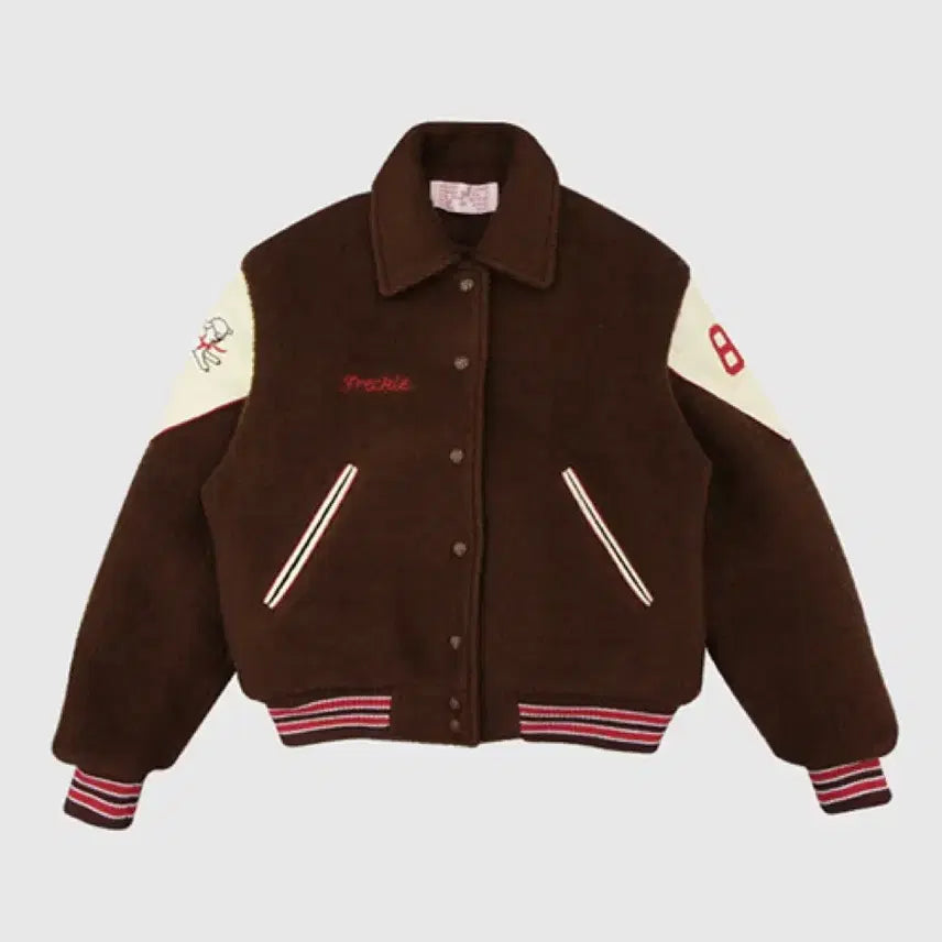 [SOLD OUT] [새상품] 프레클 레더 숄더 바시티 자켓 브라운 버전