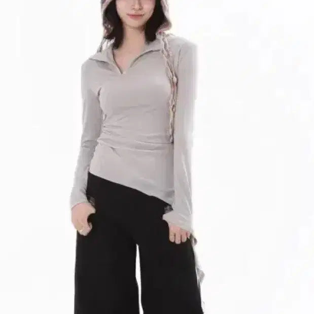 [BUNJANG] OWNSR Draped Shirring Long Sleeve T-shirt / 오운서 One Draped Shirring Long Sleeve