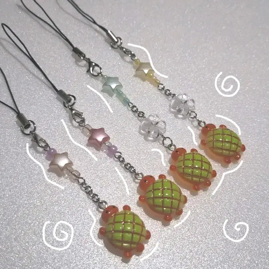 [BUNJANG] Melon Bread Turtle Keychain / 따뜻한 메론빵 거북이 키링 / 비즈키링