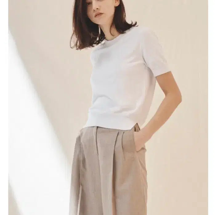 [BUNJANG] Avie Muah White Cashmere Short Sleeve Knit / 아비에무아 화이트 캐시미어 반팔 니트