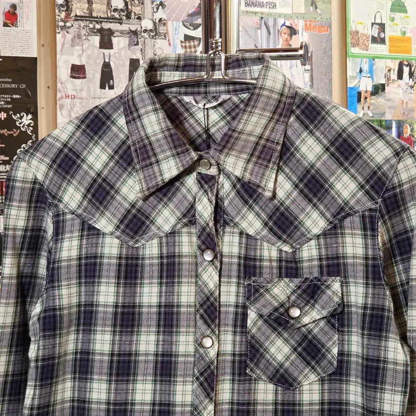 [BUNJANG] JPN Punk Print Check Shirt / JPN 펑크 프린팅 체크 셔츠