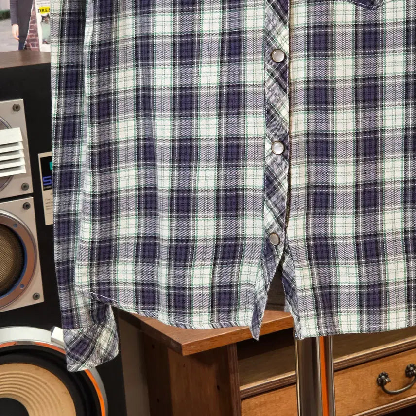 [BUNJANG] JPN Punk Print Check Shirt / JPN 펑크 프린팅 체크 셔츠