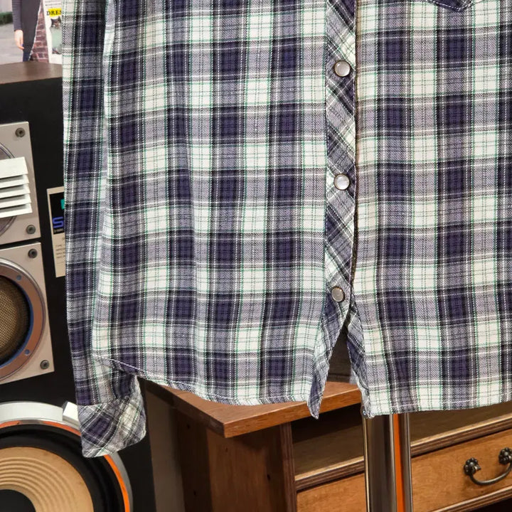 [BUNJANG] JPN Punk Print Check Shirt / JPN 펑크 프린팅 체크 셔츠