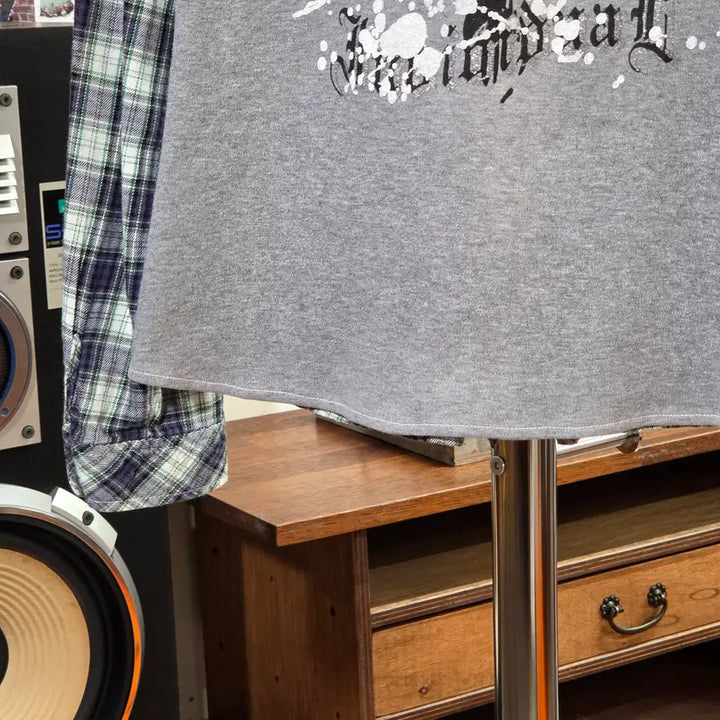 [BUNJANG] JPN Punk Print Check Shirt / JPN 펑크 프린팅 체크 셔츠