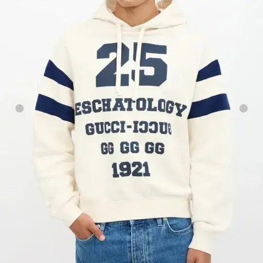 [BUNJANG] Gucci 1921 Printed Hoodie Ivory (M) / 구찌 1921 프린팅 후드티 아이보리 m 백화점판