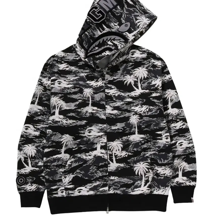 [BUNJANG] BAPE Shark Hoodie Camo Pattern Oversized Fit / (새상품)베이프 샤크 후드집업 Parm tree camo 오버핏