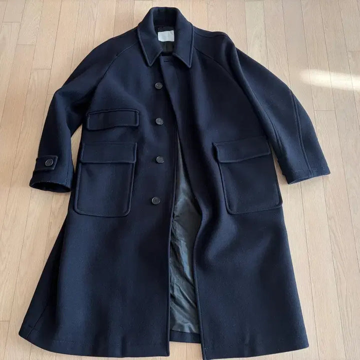 [BUNJANG] Afterpray Balmacaan Coat - Dark Navy - L Size / 애프터프레이 발마칸 코트