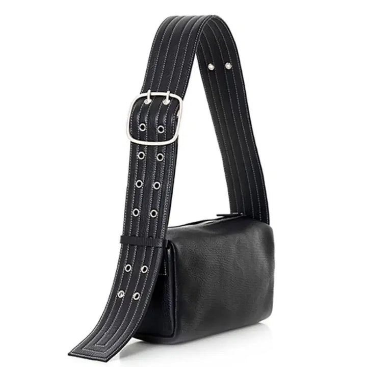 [BUNJANG] Juvine Leather Small Buckle Bag (Black) / (땡처리)쥬바인 레더 스몰 버클백(블랙)