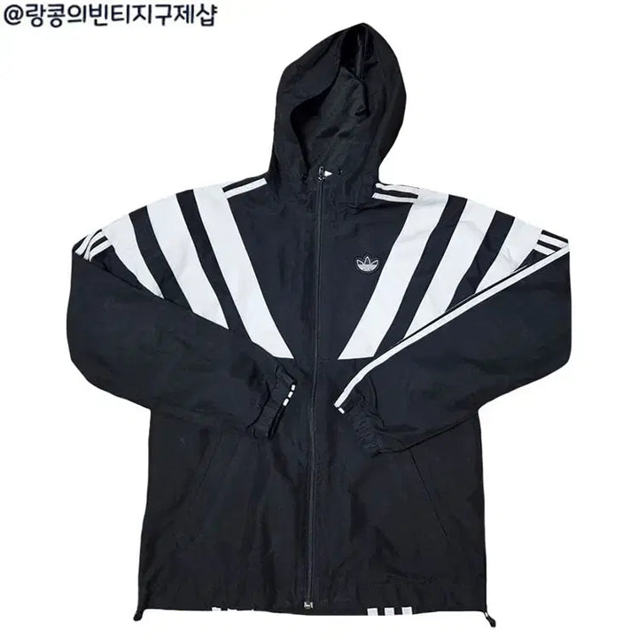 [BUNJANG] Adidas Old School Vintage Oreo Flame Windbreaker Jacket / 아디다스 올드스쿨 빈티지 오레오 불꽃 바람막이 자켓